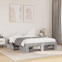 Berkfield Home Bed Frame without Mattress Concrete Grey 140x200cm Engineered Wood | Size: 140x200 cm