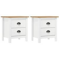 Berkfield Home Bedside Cabinet Hill 2 pcs White 46x35x49.5 cm Solid Pine Wood