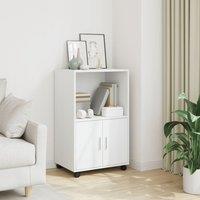 Berkfield Home Rolling Cabinet White 55x40x91 cm Engineered Wood | Size: 55 x 40 x 91 cm
