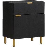 Berkfield Home Bedside Cabinet Black 50x33x60 cm Engineered Wood | Size: 50 x 33 x 60 cm