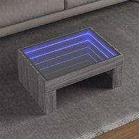 Berkfield Home Coffee Table with Infinity LED Grey Sonoma 70x50x30 cm | Size: 70 x 50 x 30 cm
