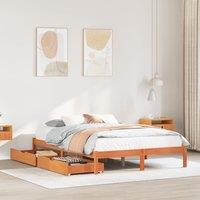 Bed Frame without Mattress Wax Brown 120x200 cm Solid Wood Pine