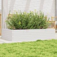 Berkfield Home Garden Planter White 110x60x23 cm Solid Wood Pine | Size: 110 x 60 x 23 cm