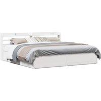 Berkfield Home Bed Frame with Headboard White 180x200 cm Super King Solid Wood Pine