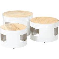 Bar Tables Drum Shape 3 pcs Solid Rough Wood Mango