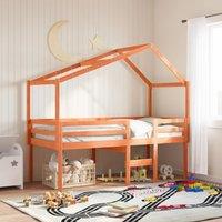 Berkfield Home High Sleeper Bed without Mattress Wax Brown 90x190 cm Single Solid Wood Pine