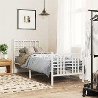 Berkfield Home Metal Bed Frame without Mattress with Footboard White 80x200cm | Size: 80x200 cm