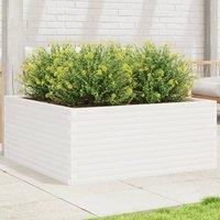 Berkfield Home Garden Planter White 110x110x46 cm Solid Wood Pine | Size: 110 x 110 x 46 cm