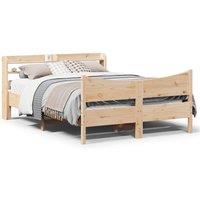 Bed Frame with Headboard 135x190 cm Double Solid Wood Pine