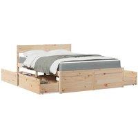 Berkfield Home Bed with Drawers & Mattress 120x200 cm Solid Wood Pine in Brown