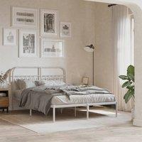 Berkfield Home Metal Bed Frame without Mattress with Headboard White 140x200cm | Size: 140x200 cm