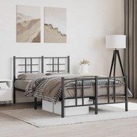 Metal Bed Frame without Mattress with Footboard Black 120x200cm