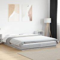 Berkfield Home Bed Frame with LED Lights without Mattress Grey Sonoma 160x200cm | Size: 160x200 cm