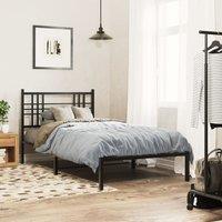 Berkfield Home Metal Bed Frame without Mattress with Headboard Black 90x190cm | Size: 90x190 cm