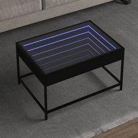 Berkfield Home Coffee Table with Infinity LED Black 70x50x41 cm | Size: 70 x 50 x 41 cm