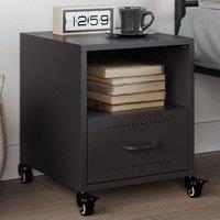 Berkfield Home Bedside Cabinet Black 36x39x43.5 cm Steel