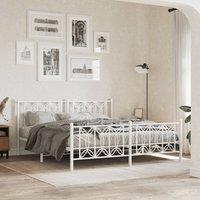 Berkfield Home Metal Bed Frame without Mattress with Footboard White 183x213cm | Size: 183x213 cm