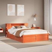 Berkfield Home Bed Frame without Mattress Wax Brown 140x190 cm Solid Wood Pine