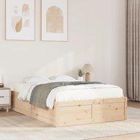 Berkfield Home Bed Frame without Mattress 135x190 cm Double Solid Wood Pine in Brown