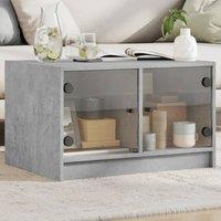 Berkfield Home Coffee Table with Glass Doors Concrete Grey 68x50x42 cm | Size: 68 x 50 x 42 cm