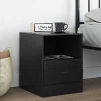 Berkfield Home Bedside Cabinet Black 34.5x39x44 cm Steel