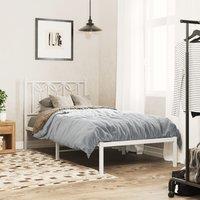 Berkfield Home Metal Bed Frame without Mattress with Headboard White 90x190cm | Size: 90x190 cm