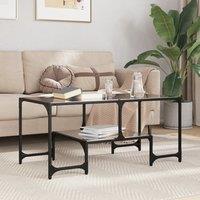 Berkfield Home Coffee Table with Black Glass Top 98.5x50x45 cm Steel