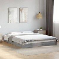 Bed Frame without Mattress Grey Sonoma 150x200 cm King Size Engineered Wood