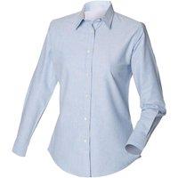 Henbury Women's Long Sleeved Classic Oxford Work Shirt in Blue | Size: XS