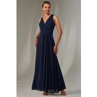 Jolie Moi Women's Cora Sleeveless Chiffon Maxi Dress in Navy | Size: 16