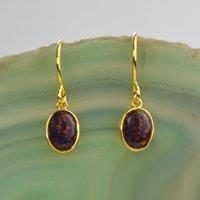 Otis Jaxon London Women's Fire Opal Silver October Birthstone Drop Earrings in Gold