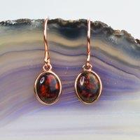 Otis Jaxon London Women's Fire Opal Silver October Birthstone Drop Earrings in Rose Gold