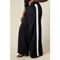 Curve Side Stripe Elasticated Wide Leg Trousers