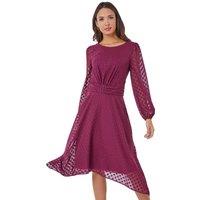 Textured Diamond Belted Chiffon Midi Dress