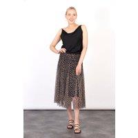 Sarta Women's Eden Neutral Leopard Print Tulle Skirt in Natural | Size: Small