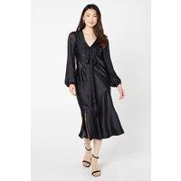 Long Sleeve Chiffon Midi Wedding Guest Dress