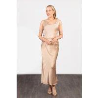 Sarta Women's Cassie Silky Midi Slip Skirt - Gold | Size: 8-10