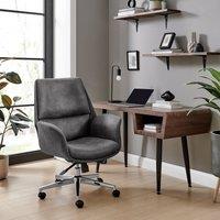 FurnitureboxUK Omni Luxury Black Faux Leather & Silver Office Chair