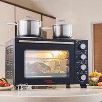 Cooks Professional 28L Mini Oven with 2 Hobs - Electric Multifunction Countertop Cooker in Black
