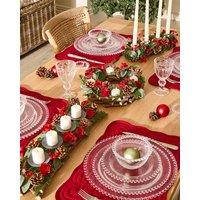 Dibor Set of 2 Roses Four Dinner Centrepiece Christmas Decoration Tealight Holder Candle Holders 35cm in Red | Size: 2 Pack