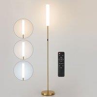 Harper Living Modern LED Floor Lamp with Remote + Touch Control, Gold Standing Reading Lamp with White Plastic Shade