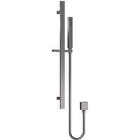 Balterley Rectangular Slider Rail Kit with Outlet Elbow Brushed Pewter in Silver