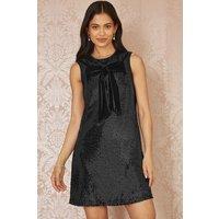 Yumi Women's Black Sequin Bow Tunic Shift Dress | Size: 8