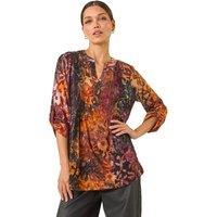 Roman Women's Textured Jersey Pintuck Shirt in Orange | Size: 12
