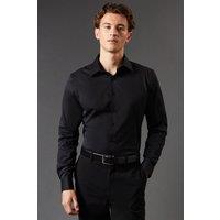 Burton Men's Black Slim Fit Long Sleeve Easy Iron Shirt | Size: 17 inches