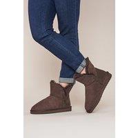Moshulu Women's 'Wattle' Sheepskin Bootie Slippers in Chocolate | Size: 4