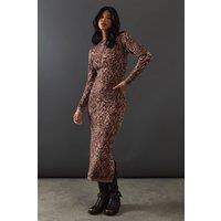 Animal Jacquard Slouchy Knitted Midaxi Dress