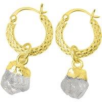 Harfi Women's Raw Moonstone June Birthstone Huggie Hoops Gold Vermeil Plated Gemstone Earrings