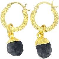Harfi Women's Raw Sapphire September Birthstone Huggie Hoops Gold Vermeil Plated Gemstone Earrings