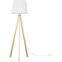 ValueLights Barbro Light Wood Tripod Floor Light Lamp with XL Taper Shade in White